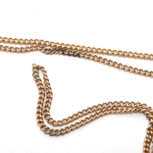 Vintage Canada Pencil Necklace Mid Century Fish Pendant Metal Gold Retractable - Picture 9 of 11